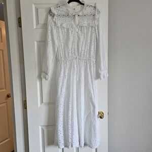Aritzia- Wilfred La Boheme Gaia Eyelet White Lace Dress Size XS.